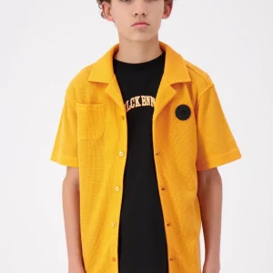 Black Bananas Waffle Shirt Kids Oranje