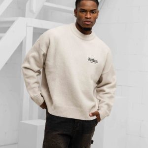 Black Bananas Knitted Sweater Heren Beige