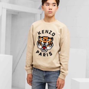 Kenzo Embroidered Tiger Sweater Kids Beige