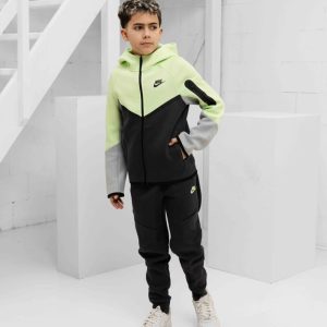 Nike Tech Fleece Trainingspak Kids Lichtgroen/Donkergrijs