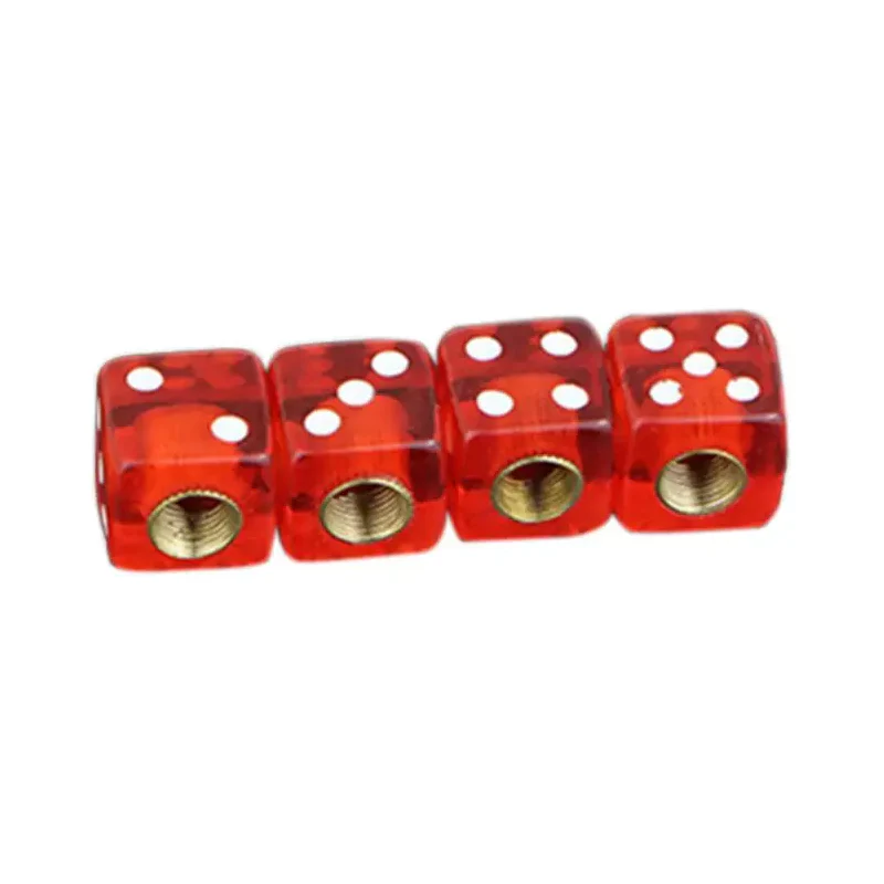 TT-products ventieldoppen Dice Clear Red dobbelstenen 4 stuks rood - Afbeelding 2