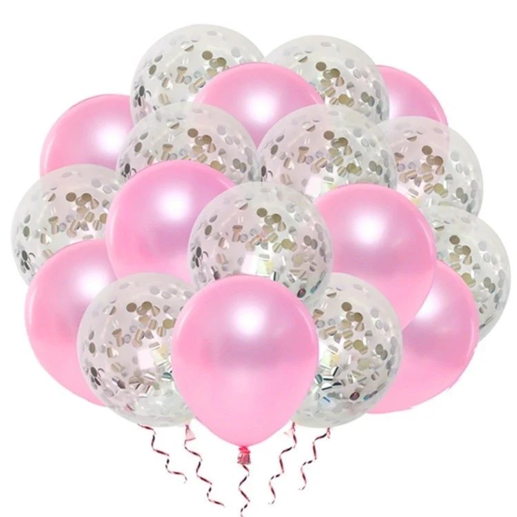 VSE luxe confetti ballonnen 20 stuks licht roze/zilver - Afbeelding 2