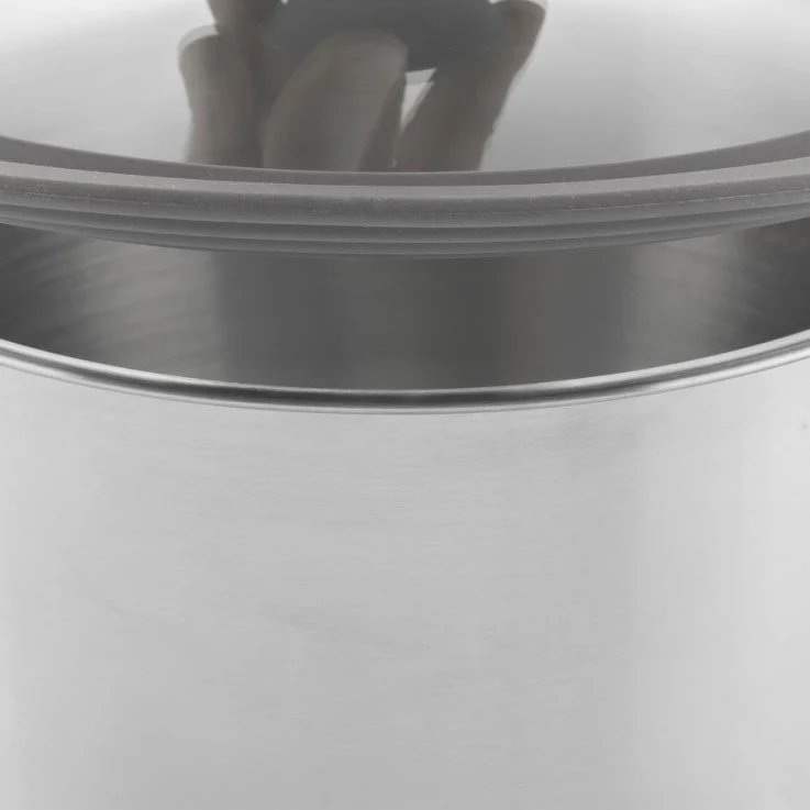 Florina universele glazen deksel met siliconen rand voor pannen van 24 cm 26 cm en 28 cm grijs - Afbeelding 5