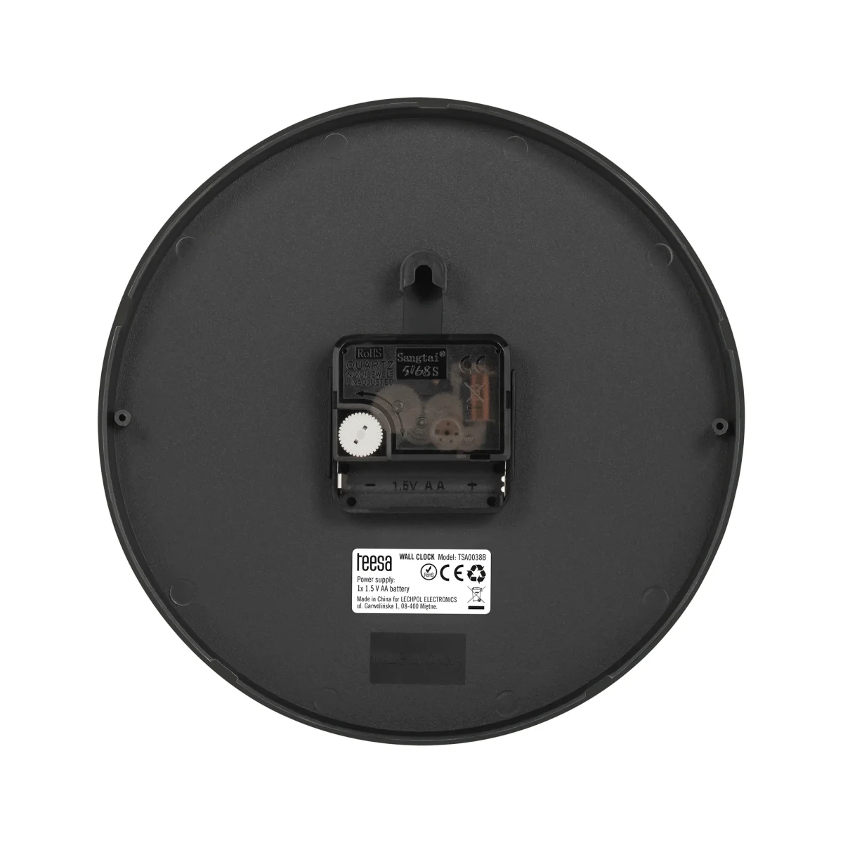 Teesa TSA0038B Wandklok 20 cm zwart - Afbeelding 4